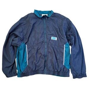 Nike Vintage Blue Logo Front Zip Up Windbreaker Rain Jacket Men’s Size XL